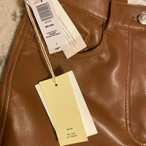 Aritzia Brown Vegan Leather Pants - Picture 3 of 7